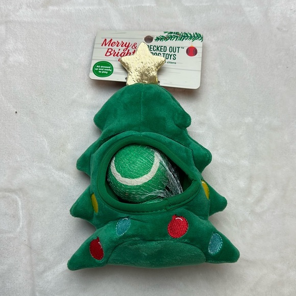 merry & bright Other - Merry & Bright Holiday Christmas Tree Decked Out Dog Toys Tennis Balls